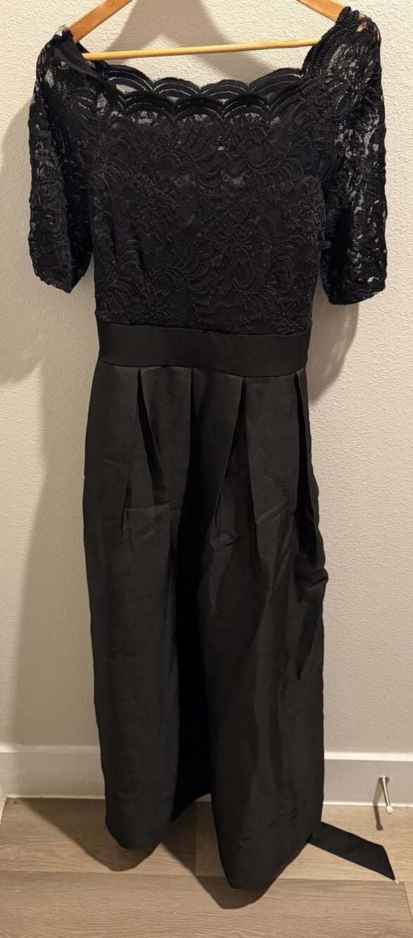 Cardalite‎ Women's Black Lace Sequin Off-Shoulder Midi Dress Size 1X